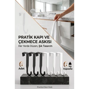 Pratik Askı Dolap Çekmece Havlupan Kapı Askısı 6 Adet 720572