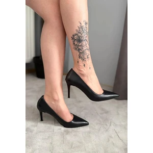 Kadın Adel Siyah Cilt Ince Topuklu Stiletto
