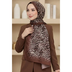 Kadın Kahve Leopar Elegance Şal