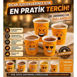 May Cup 7 Oz Karton Bardak 200 Adet Maycup Karışık Smile Desen