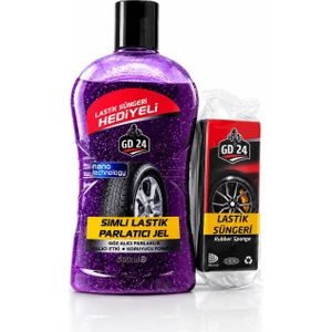 Simli Lastik Parlatıcı Mor Jel (500 Ml) – Sünger Hediyeli