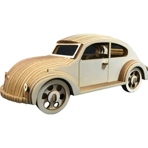 Ahşap Retro Araba Maketi - Ahşap Maket 3D Model - 35X12X22CM