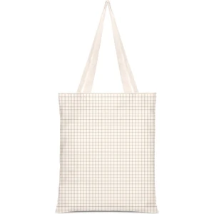 Çınar Bez Çanta Çınar Bej Renkli Kare Kod Baskılı Ham Bez Çanta 35X40cm Çok Amaçlı Kullanım İçin Uygun