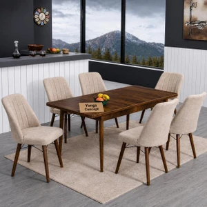 Yonga concept Lavinia 6 Sandalyeli Mutfak Masa Takımı Krem