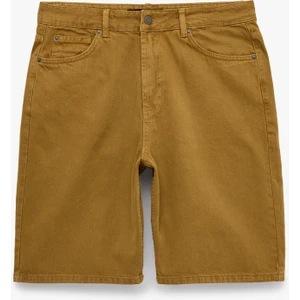 Normal Bel Pamuklu Straight Fit Cepli Bermuda Jean Şort