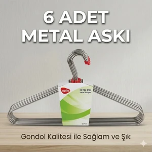 Paslanmaz Metal Elbise Askısı 6 Adet