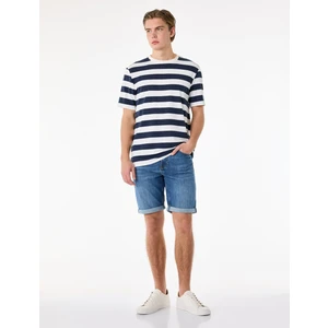 Normal Bel Pamuklu Bermuda Slim Fit Jean Şort