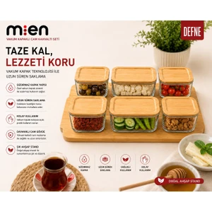 Mien Bambu Kapaklı Cam Kahvaltı Seti