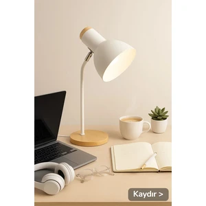 Vivido Home Ahşap Nordic Beyaz Masa Lambası