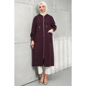 İmaj Butik Mürdüm Fermuarlı Kapüşonlu Kap