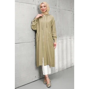 İmaj Butik Haki Fermuarlı Kapüşonlu Kap
