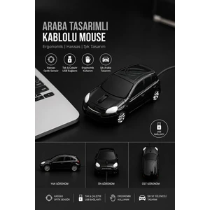 Suv Araba Şeklinde 1200 Dpı 3 Düğmeli USB Kablolu Optik Mouse