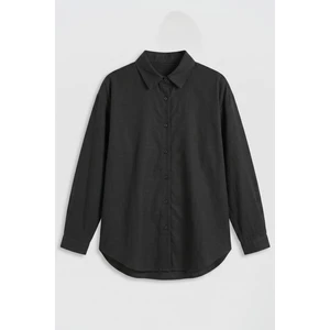 Siyah Oversize Uzun Basic Gömlek