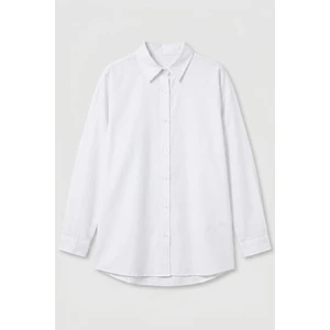 Beyaz Oversize Uzun Basic Gömlek