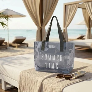 Şeffaf Plaj Çantası Baskılı Kadın Beach Bag