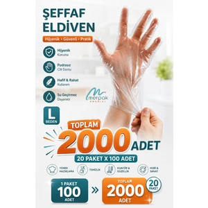 Merpak Ambalaj Şeffaf Eldiven 2000 Adet Hışır Poşet Eldiven Kullan At Eldiven Tek Kullanımlık Eldiven