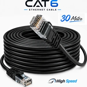30 Metre Cat6 Internet Ethernet Ağ Network Kablosu Utp Patch High Speed - Siyah
