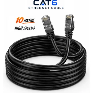 10 Metre Cat6 Internet Ethernet Network Ağ Kablosu Utp Patch High Speed-Siyah