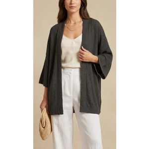 Kadın Oversize Dökümlü Yarım Kol Basic Hırka