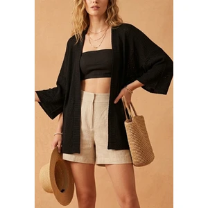 Kadın Oversize Dökümlü Yarım Kol Basic Hırka