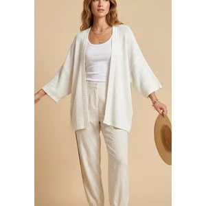 Kadın Oversize Dökümlü Yarım Kol Basic Hırka