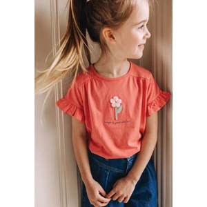 Aplikeli T-Shirt 2-8 Yaş Mercan