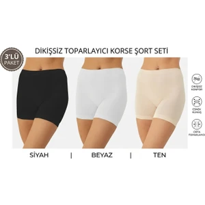 3'lü Nbb Dikişsiz Yüksel Bel Uzun Şort Karışık Renk