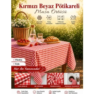 Ases Design Kırmızı Pötikareli Piknik Örtüsü