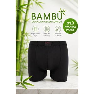 Erkek Licralı Bambu Boxer 3^lü Avantaj Paket