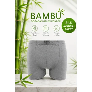 Erkek Licralı Bambu Boxer 3^lü Avantaj Paket