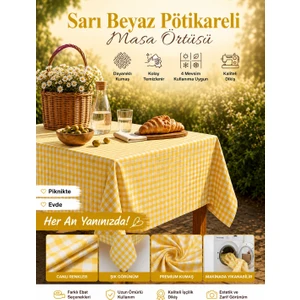 Ases Design Sarı Pötikareli Piknik Örtüsü