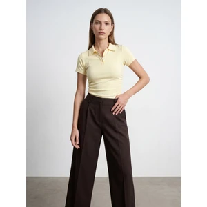 32614 Polo Yaka Top-Açık Sarı