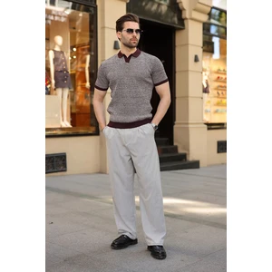 Bordo Polo Yaka Regular Fit Erkek Triko Tişört E7496