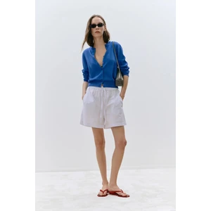 Suud Collection Beyaz Klara Yıkamalı Poplin Şort