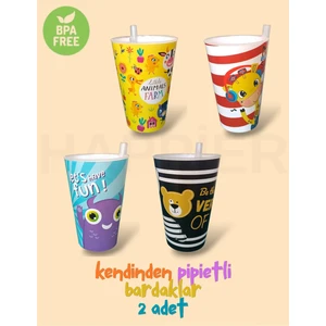 Çocuk Pipetli Bardak-2 Adet