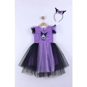 Kuromi Baskılı Kız Elbise