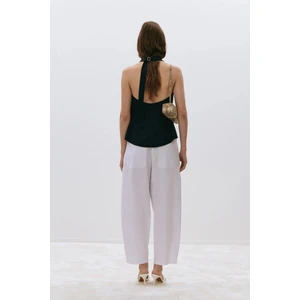 Suud Collection Siyah Marty Halter Yaka Poplin Bluz