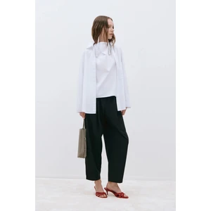 Suud Collection Siyah Raya Yıkamalı Poplin Pantolon