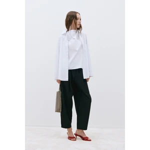 Suud Collection Siyah Raya Yıkamalı Poplin Pantolon