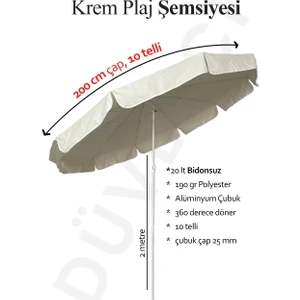 10 Telli Kalın Polyester Kumaşlı Balkon, Plaj Şemsiyesi (Bidon Hariç)