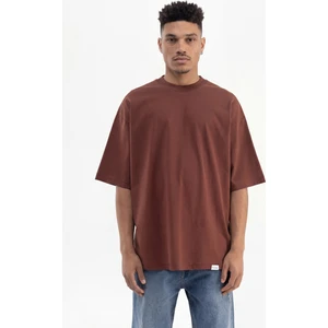 Erkek Basic Super Pamuklu Oversize Tişört Çikolata
