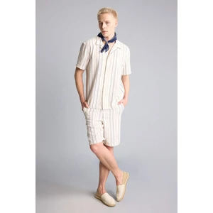 Regular Fit Cepli Çizgili Bermuda Şort E0808AX26SM