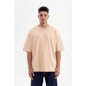 Erkek Basic Super Pamuklu Oversize Tişört Bej