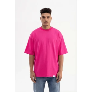 Erkek Basic Super Pamuklu Oversize Tişört Fuşya
