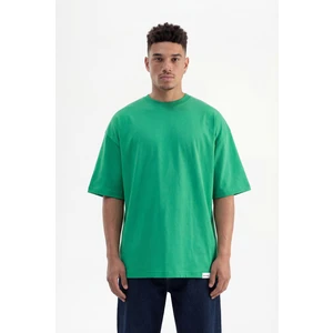 Erkek Basic Super Pamuklu Oversize Tişört Yeşil