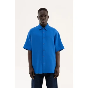 Erkek Basic Cotton Gömlek Saks Mavi