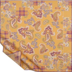 Ipekevi Patchwork Desenli Tivil Ipek Eşarp 1221-SARI
