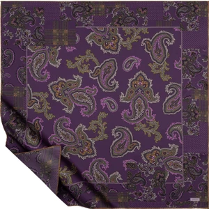 Ipekevi Patchwork Desenli Tivil Ipek Eşarp 1221-KOYU Mor