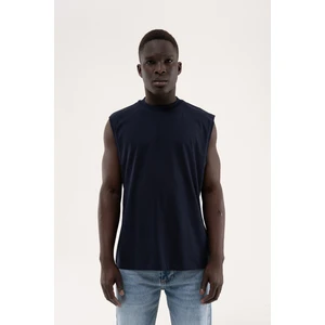 Erkek Oversize Bisiklet Yaka Basic Atlet Lacivert