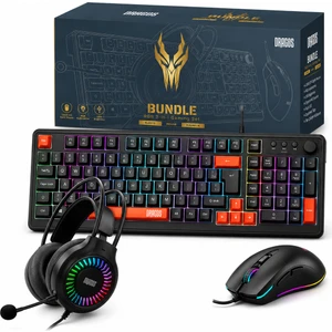 Bundle Rgb Kablolu Oyuncu Klavye Mouse ve Kulaklık Seti